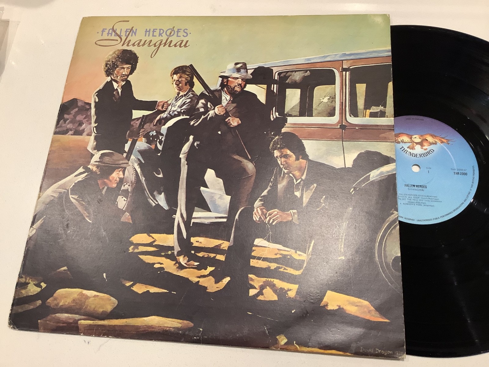 “SHANGHAI “FALLEN HEROES” 1976 UK VINYL LP BLUES ROCK 1st PRESS EXC+/EXC+ NICEN